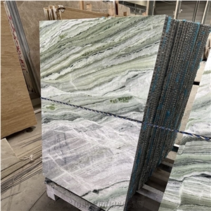 Ice Stone Green Marble Tile Laminated Wih Honeycomb Backing