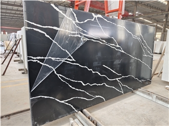 High Quality Black Calacatta Quartz Slabs Tiles