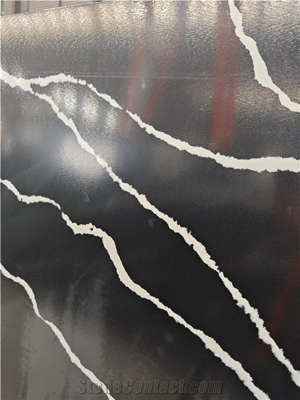 High Quality Black Calacatta Quartz Slabs Tiles