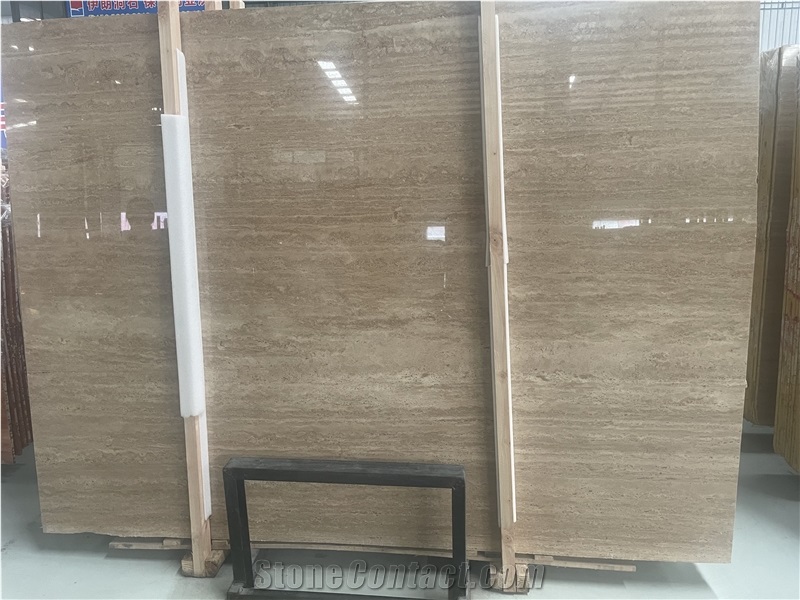 Beige Travertine Slabs Polished Surface