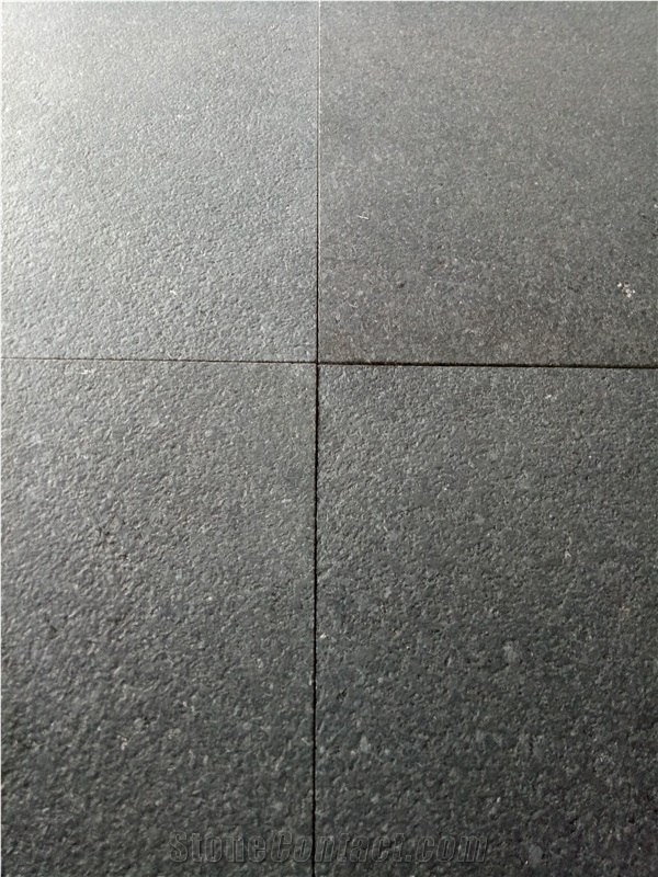 Yixian Black Granite Leathered Surface Tiles Paving