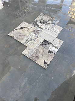 Tumbled Snake Skin Travertine French Pattern Tiles