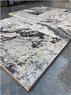 Tumbled Snake Skin Travertine French Pattern Tiles