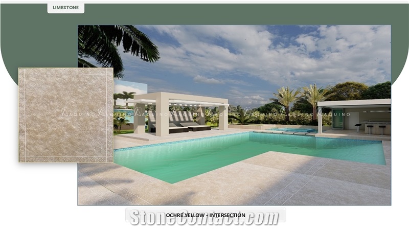 Ochre Yellow Intersection Pool Terrace Tiles