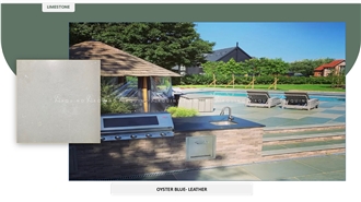 Oyster Blue Limestone Leathered Pool Coping, Pool Pavers Oyster Blue Limestone Leathered Pool Coping, Pool Pavers