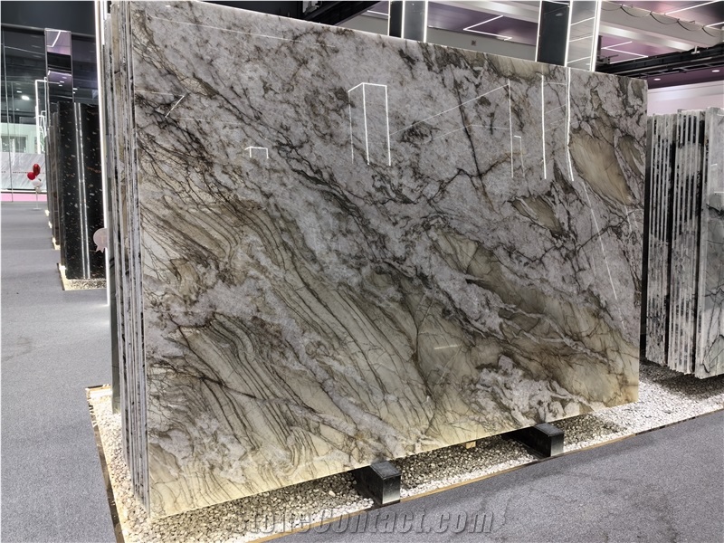 Wave Green Quartzite Slab Tiles