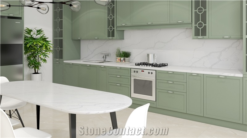 Calacatta Classic Quartz Kitchen Countertop