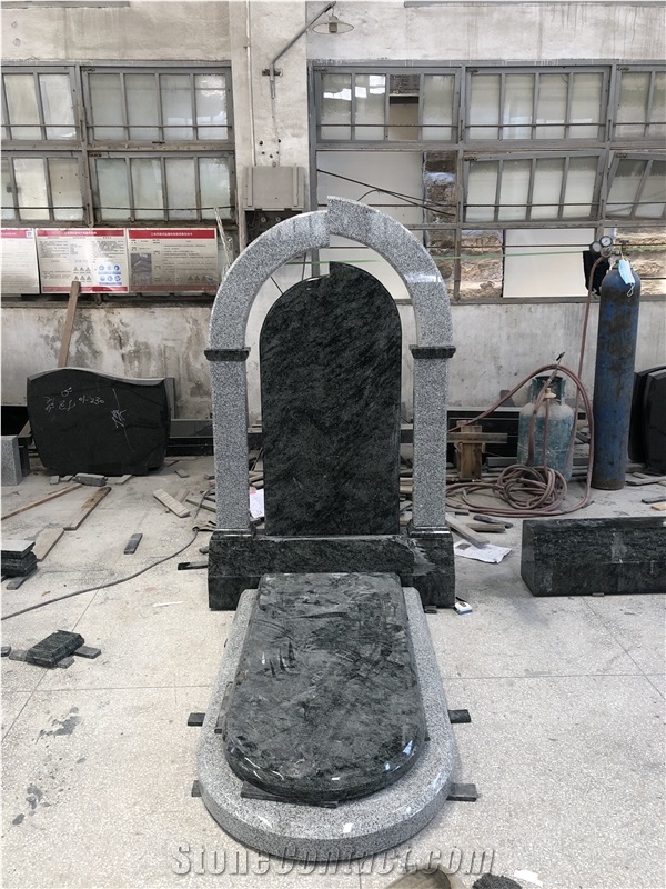 Bahama Blue Granite Tombstone Custom Design