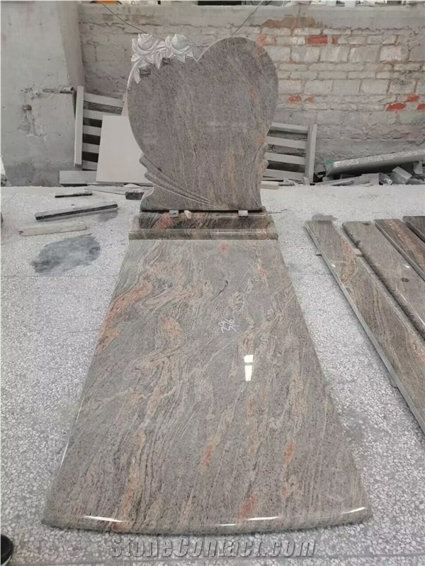 Juparana-Colombo Granite Engraved Tombstone