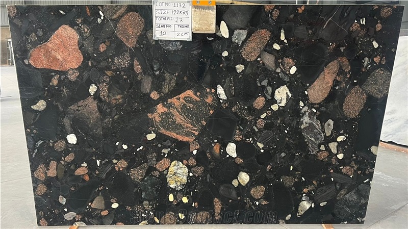 Pabble Black Granite Slabs
