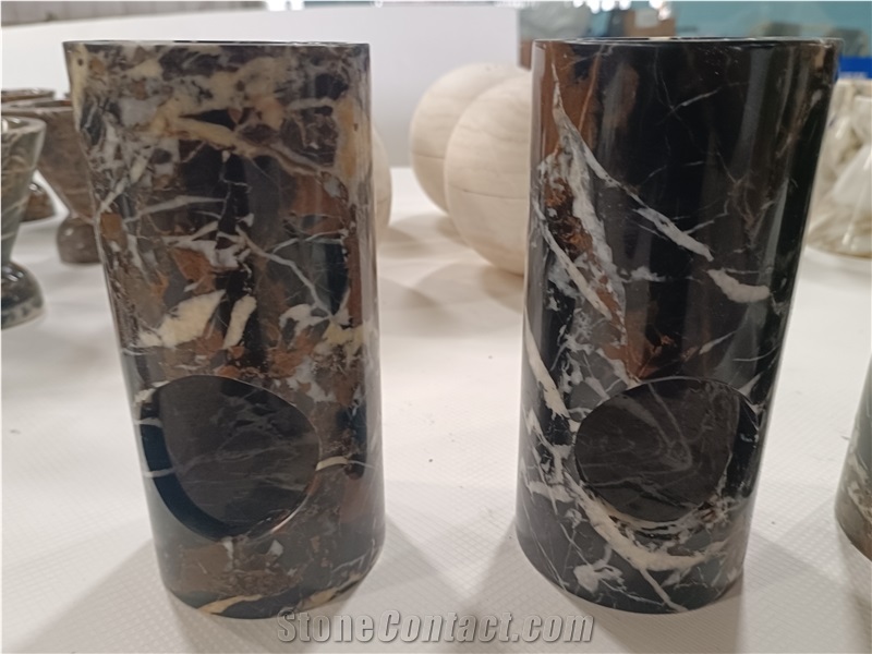 Black Gold Marble Sphere Incense Burner Home Decor Products