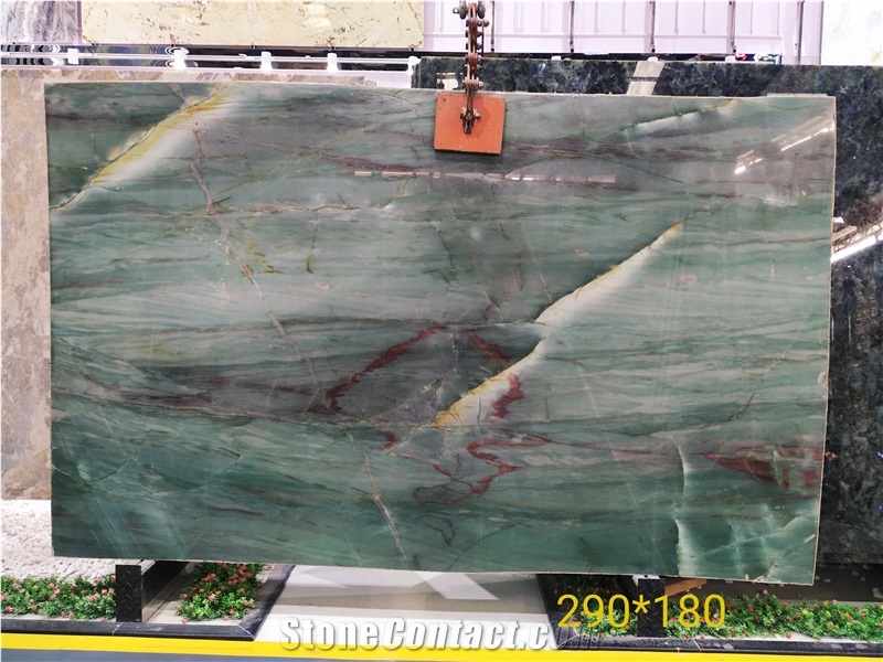 Brazilian Classic Botanic Bordeaux Green Quartzite Slabs