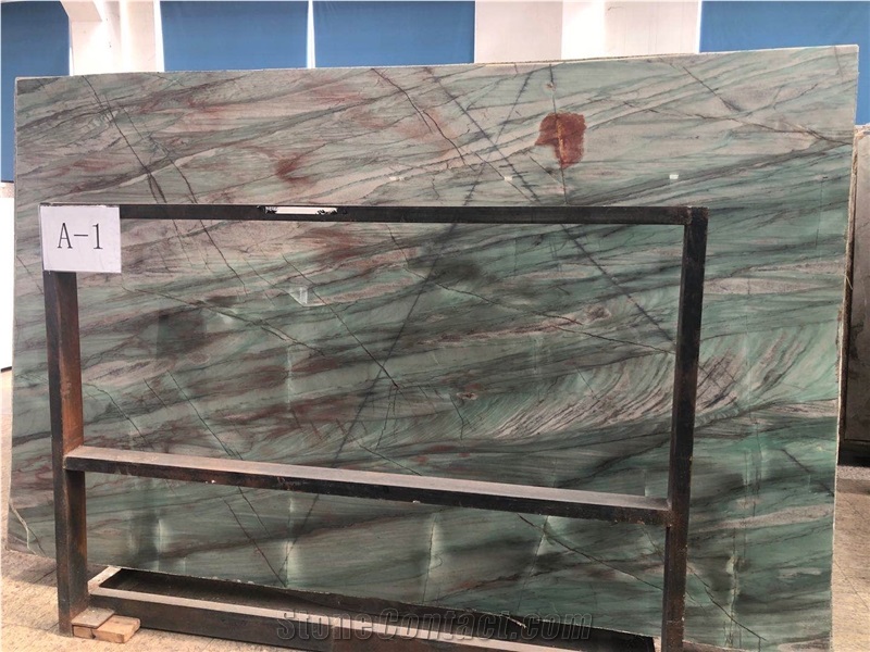 Brazilian Classic Botanic Bordeaux Green Quartzite Slabs