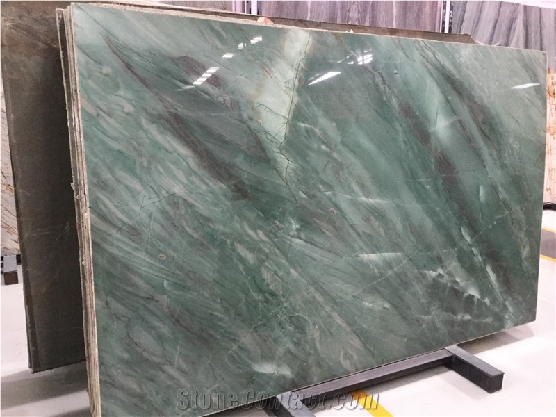 Brazilian Classic Botanic Bordeaux Green Quartzite Slabs