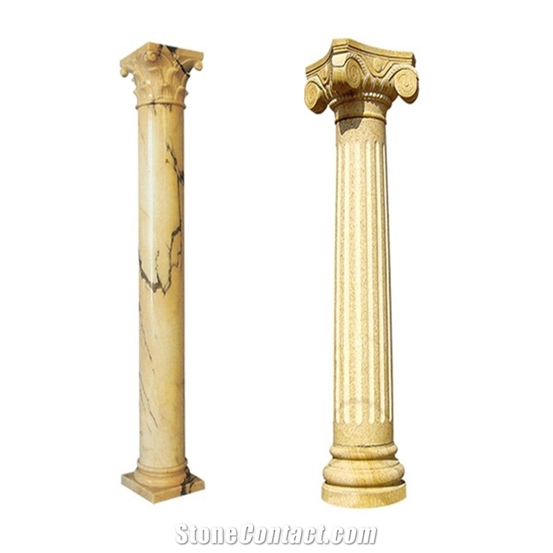 Custom Made  Engraved Marble Columns For Villa Or Hotel