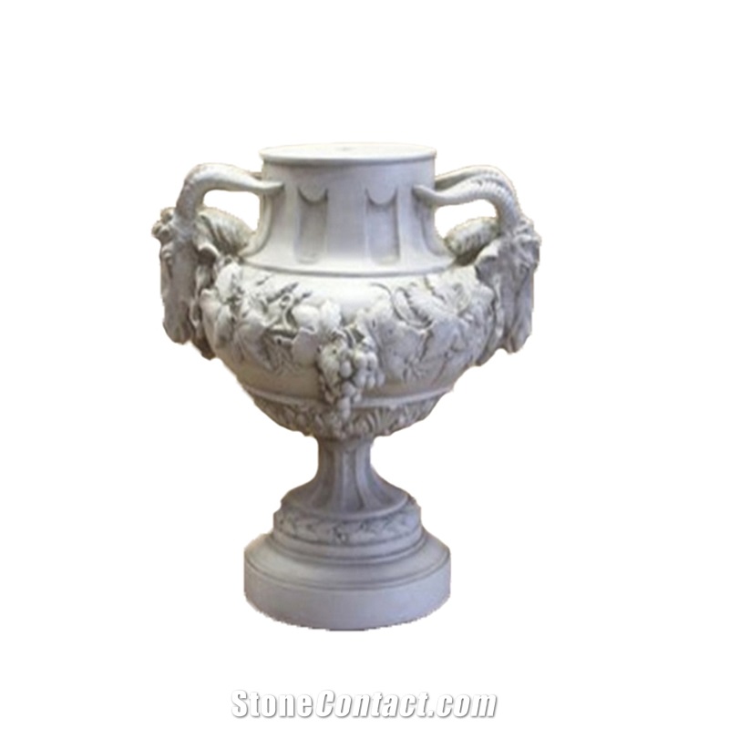 Custom Marble Hand Carved Outdoor Planter Flower Pots