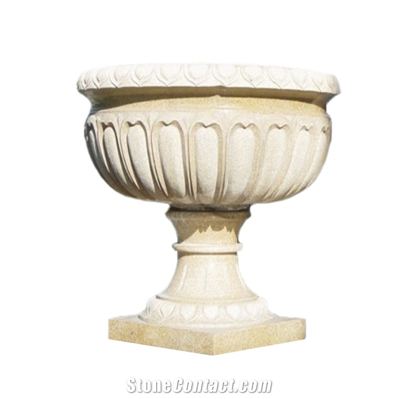 Custom Marble Hand Carved Outdoor Planter Flower Pots