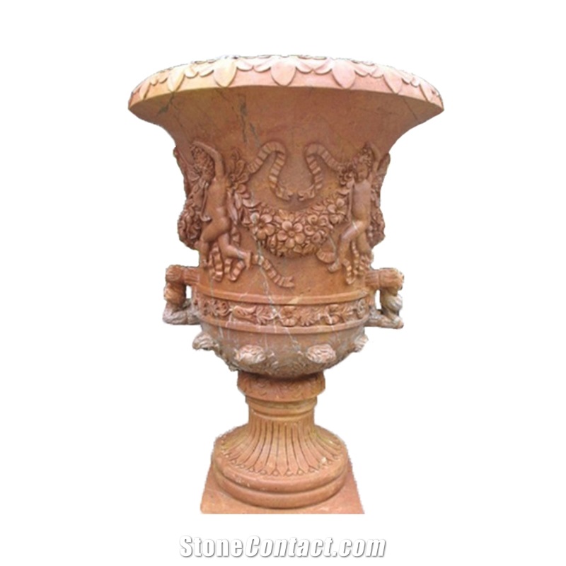 Custom Marble Hand Carved Outdoor Planter Flower Pots