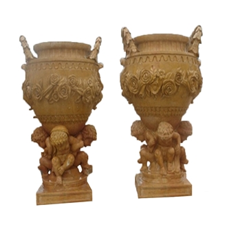 Custom Marble Hand Carved Outdoor Planter Flower Pots
