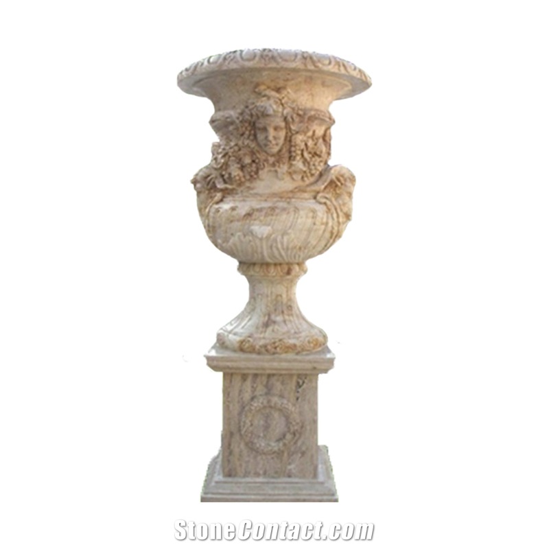 Custom Marble Hand Carved Outdoor Planter Flower Pots