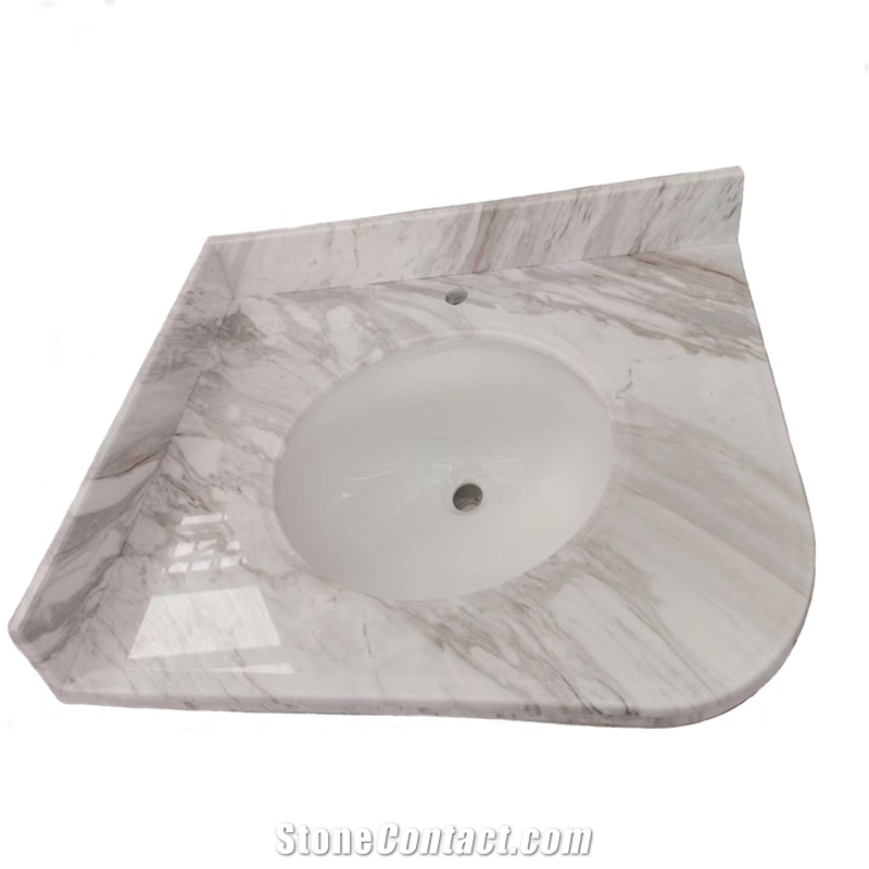 Custom Natural Volakas Marble Bathroom Countertop
