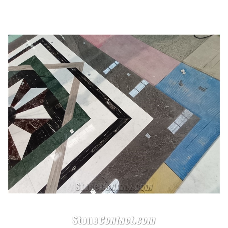 Customizable Natural Marble Medallion Waterjet Patterns