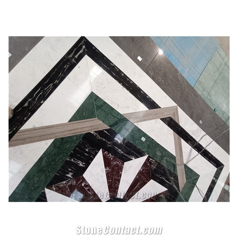Customizable Natural Marble Medallion Waterjet Patterns