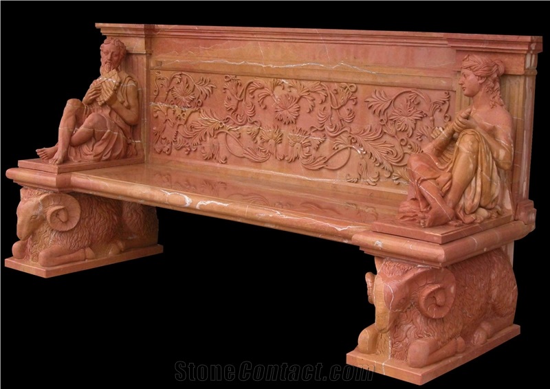 Customized Design Carved Marble Bench Seat Garden Bench