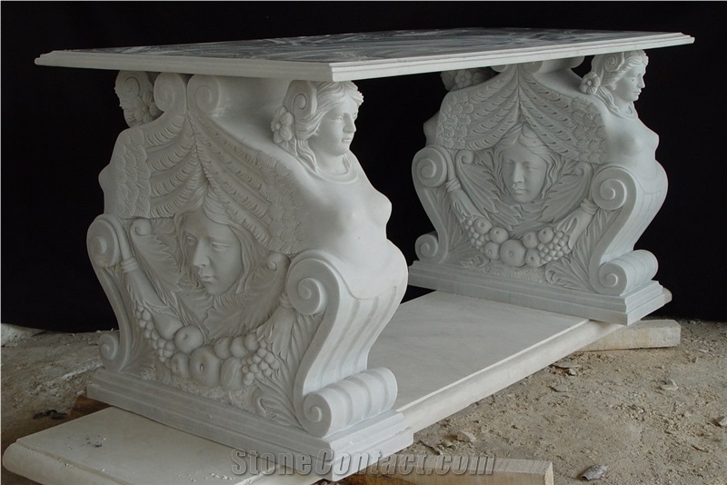 Customized Design Carved Marble Bench Seat Garden Bench