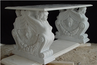 Customized Design Carved Marble Bench Seat Garden Bench