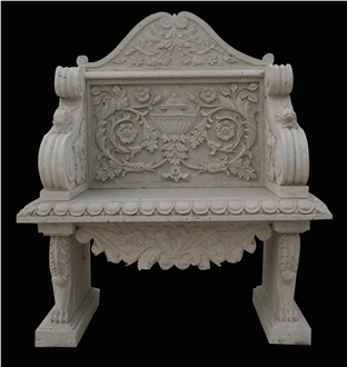 Customized Design Carved Marble Bench Seat Garden Bench