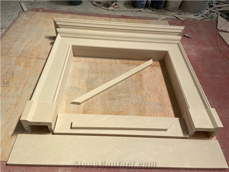Customized  Hand Carved White Limestone Indoor Fireplace