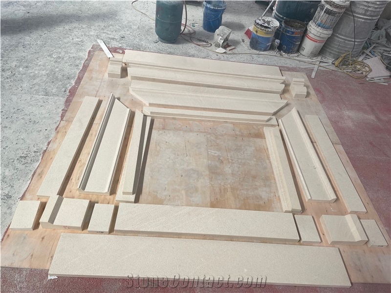 Customized  Hand Carved White Limestone Indoor Fireplace