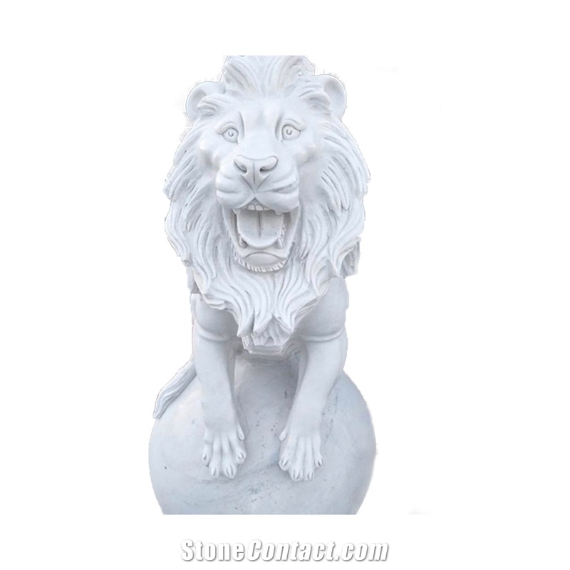 Customized Size Nature White Marble Lion For Sale Sculpture