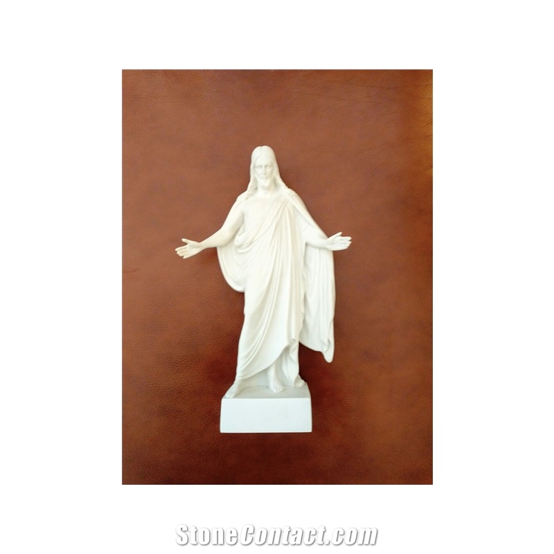 Decoration Hand Carved White Marble Jesus Statue