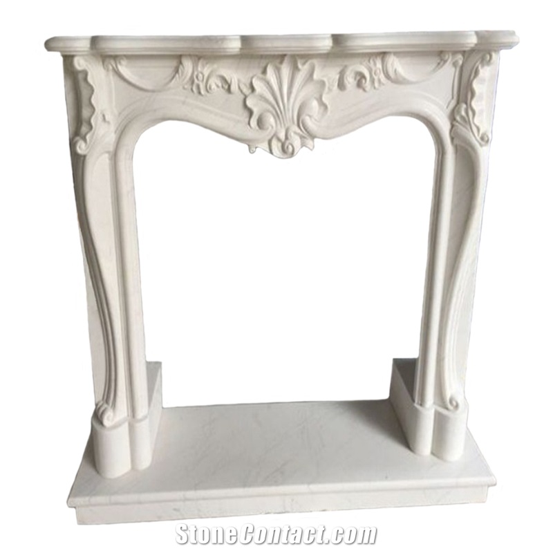 Factory Customized White Stone Marble Fireplace