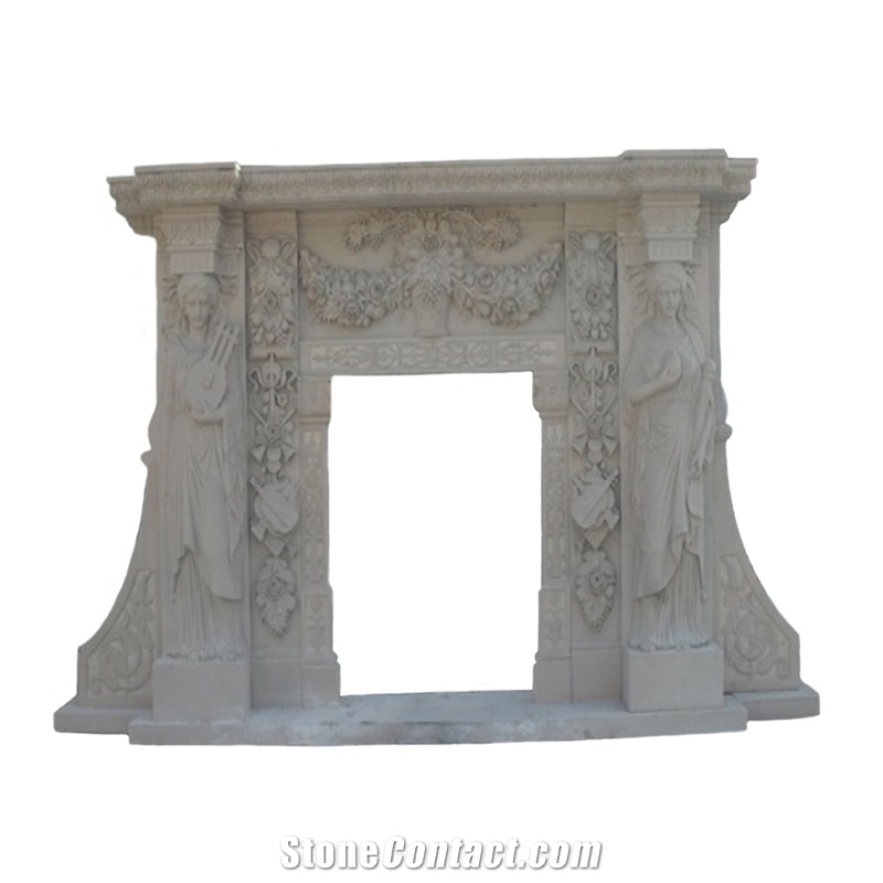 Factory Customized White Stone Marble Fireplace