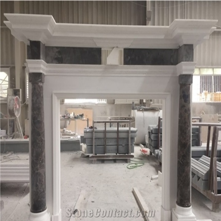 Factory Customized White Stone Marble Fireplace
