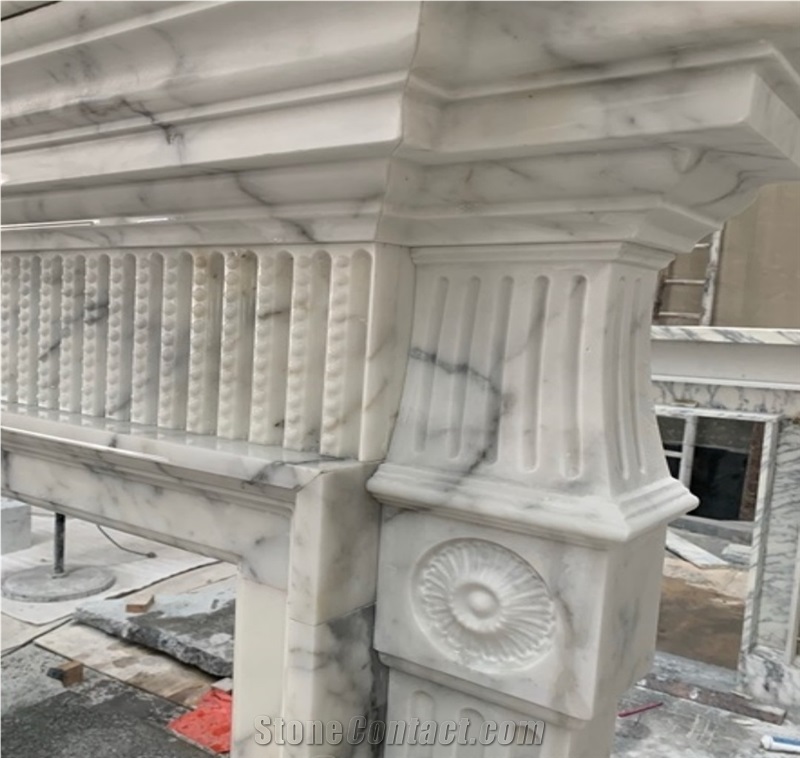 Factory Customized White Stone Marble Fireplace