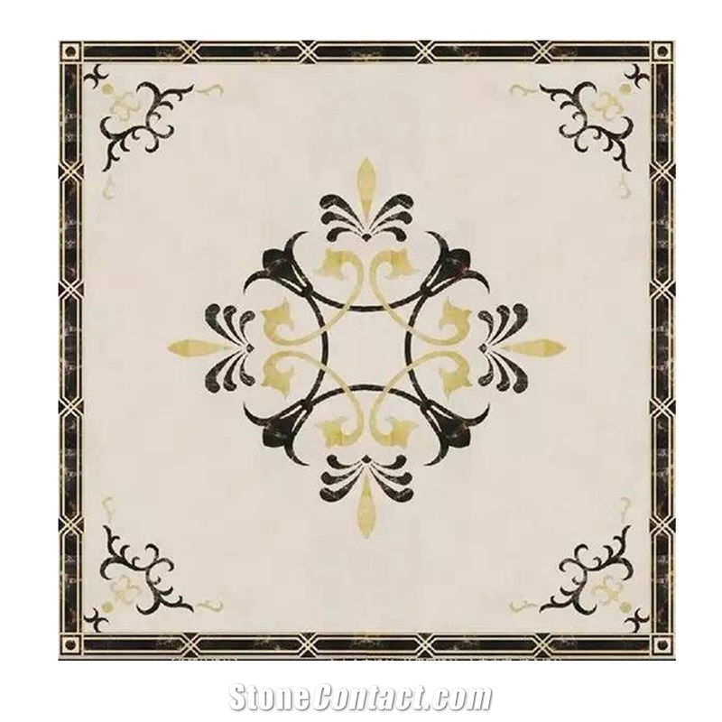 Floor Waterjet Inlay Pattern Medallion For House Entrance
