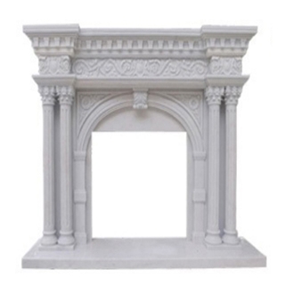 Hand Carved Decorative Natural White Marble Fireplace