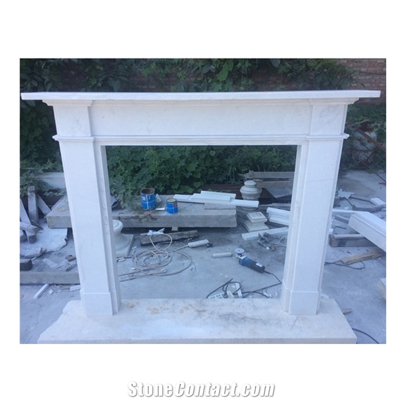 Hand Carved Decorative Natural White Marble Fireplace