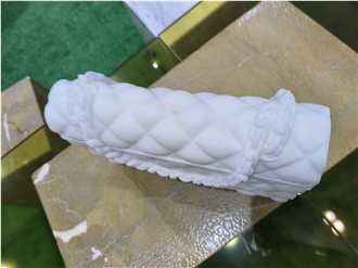 Hand Carved White Marble Bag Sculpture For Home Decoration