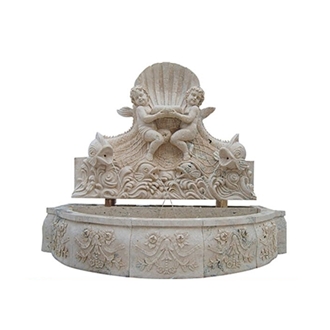 High Quality Hand Carving Beige Travertine Wall Fountain High Quality Hand Carving Beige Travertine Wall Fountain