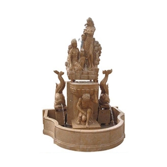 High Quality Hand Carving Beige Travertine Wall Fountain