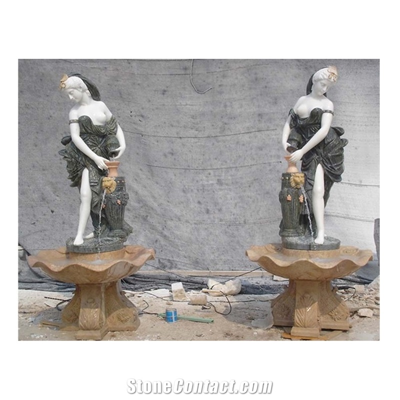 High Quality Hand Carving Beige Travertine Wall Fountain