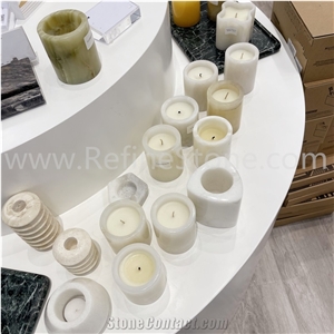 Home Decor Products Carrara White Marble Vessel For Body Oil