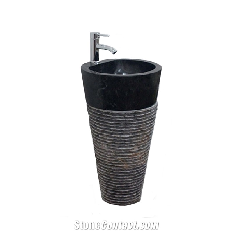 Hotel Luxury Stone Basin Pedestal Free Standing Marble Sink