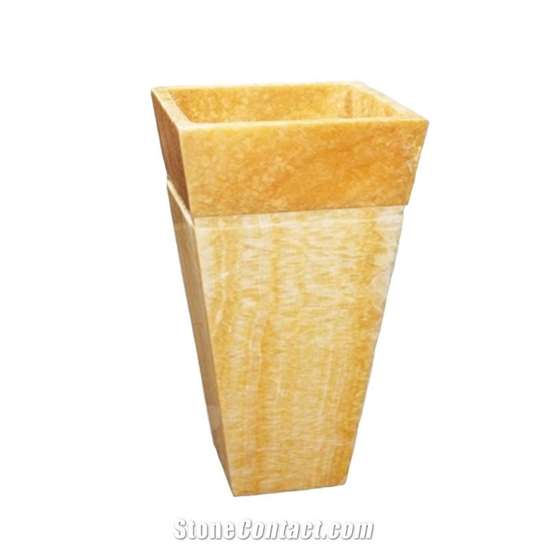 Hotel Luxury Stone Basin Pedestal Free Standing Marble Sink