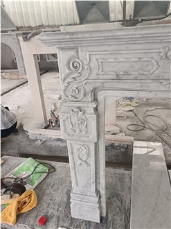 Italy  Bianco Carrara White Marble  Fireplace Mantel